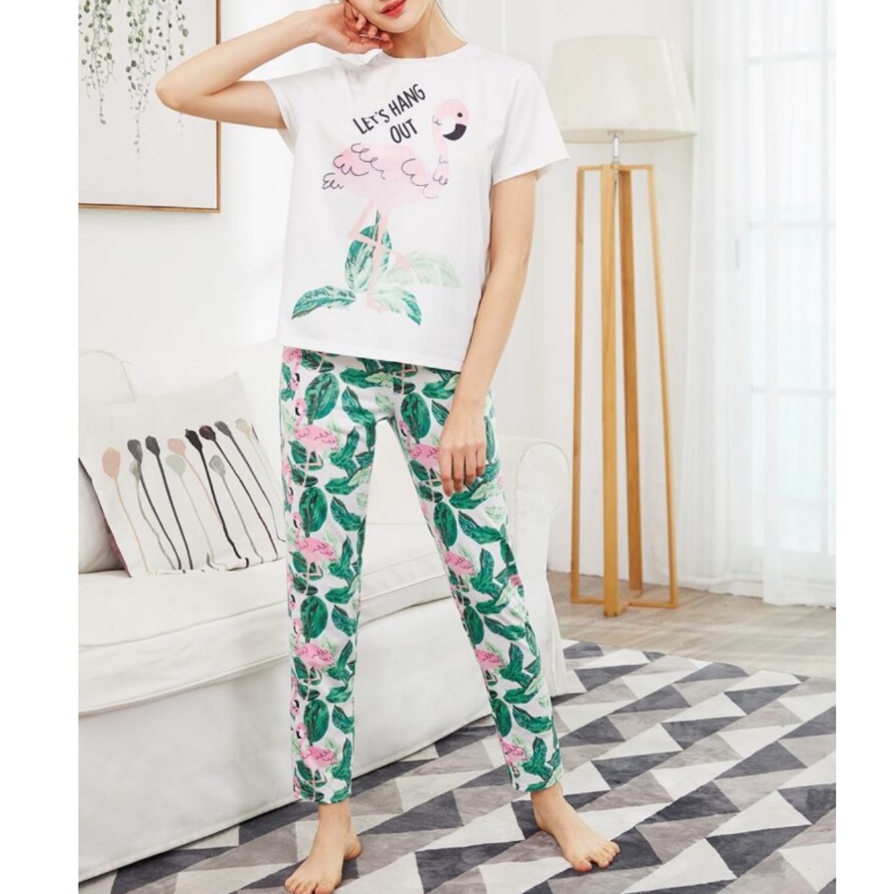 Womens Flamingo Pajama Set